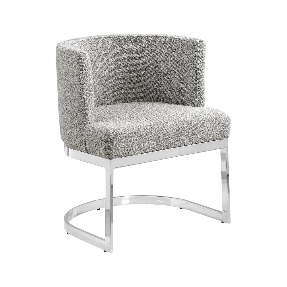 Rich Gray With Silver Chrome Base Barrel Chair (Single Chair). Picture 1