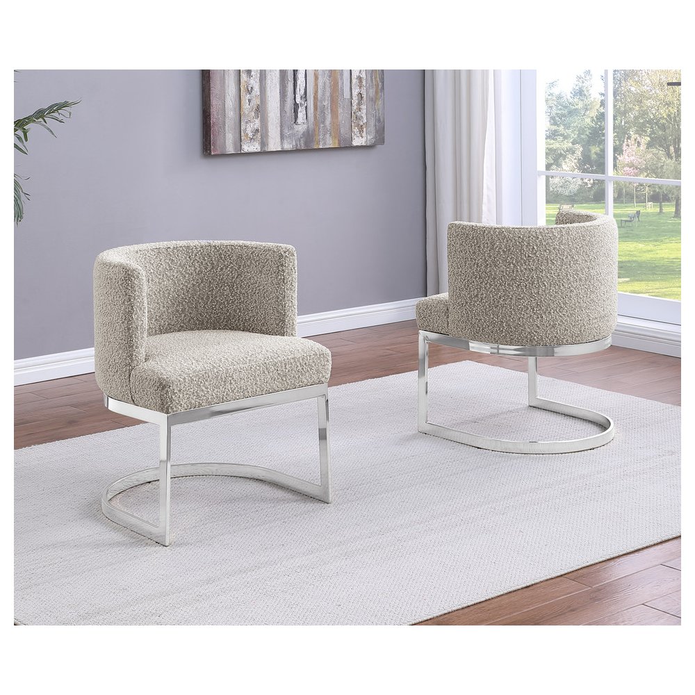 Gray With Silver Chrome Base Barrel Chair (Single Chair). Picture 2
