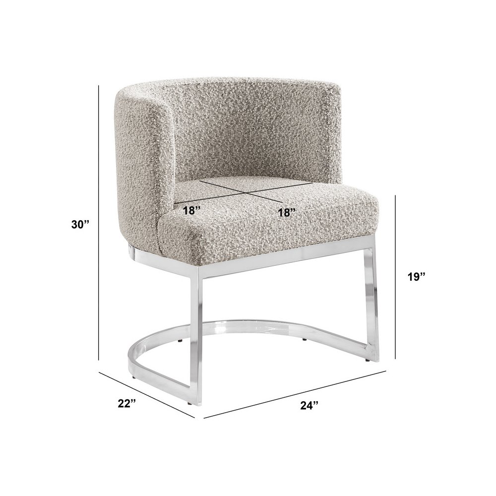 Gray With Silver Chrome Base Barrel Chair (Single Chair). Picture 3