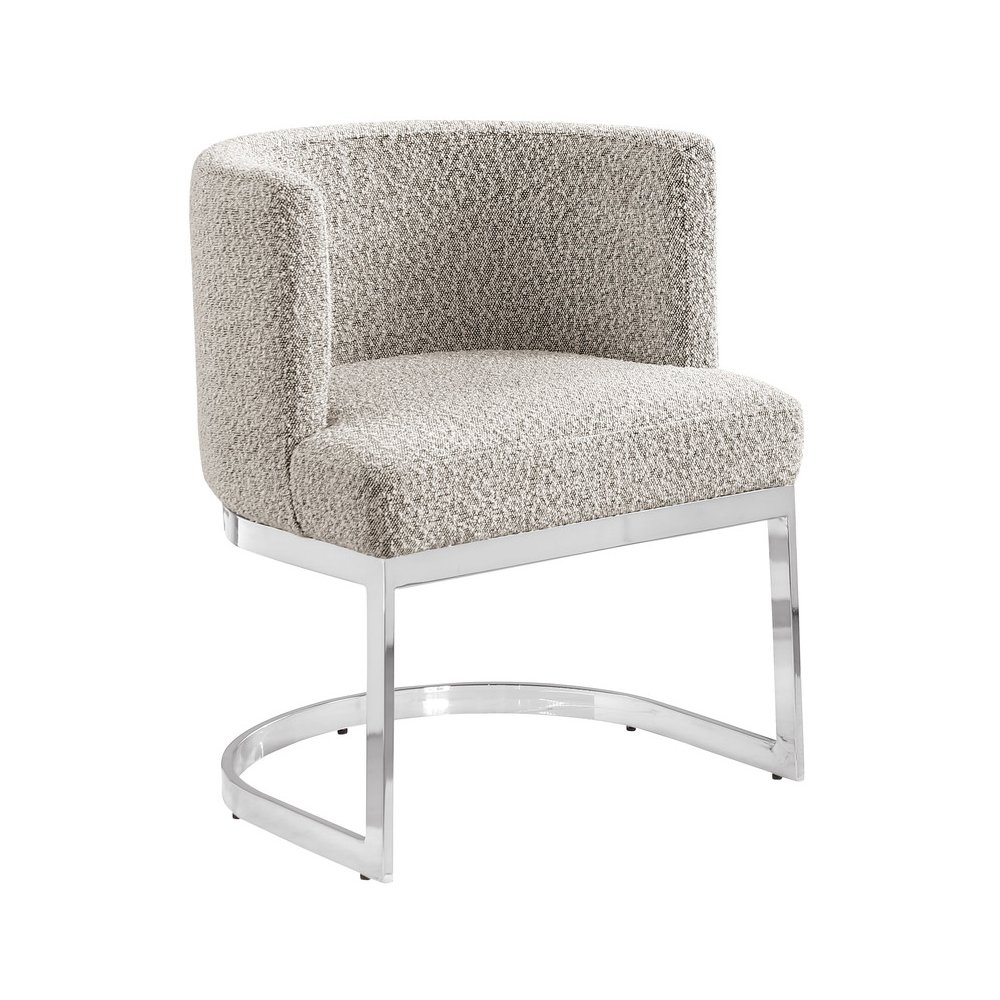 Gray With Silver Chrome Base Barrel Chair (Single Chair). Picture 1