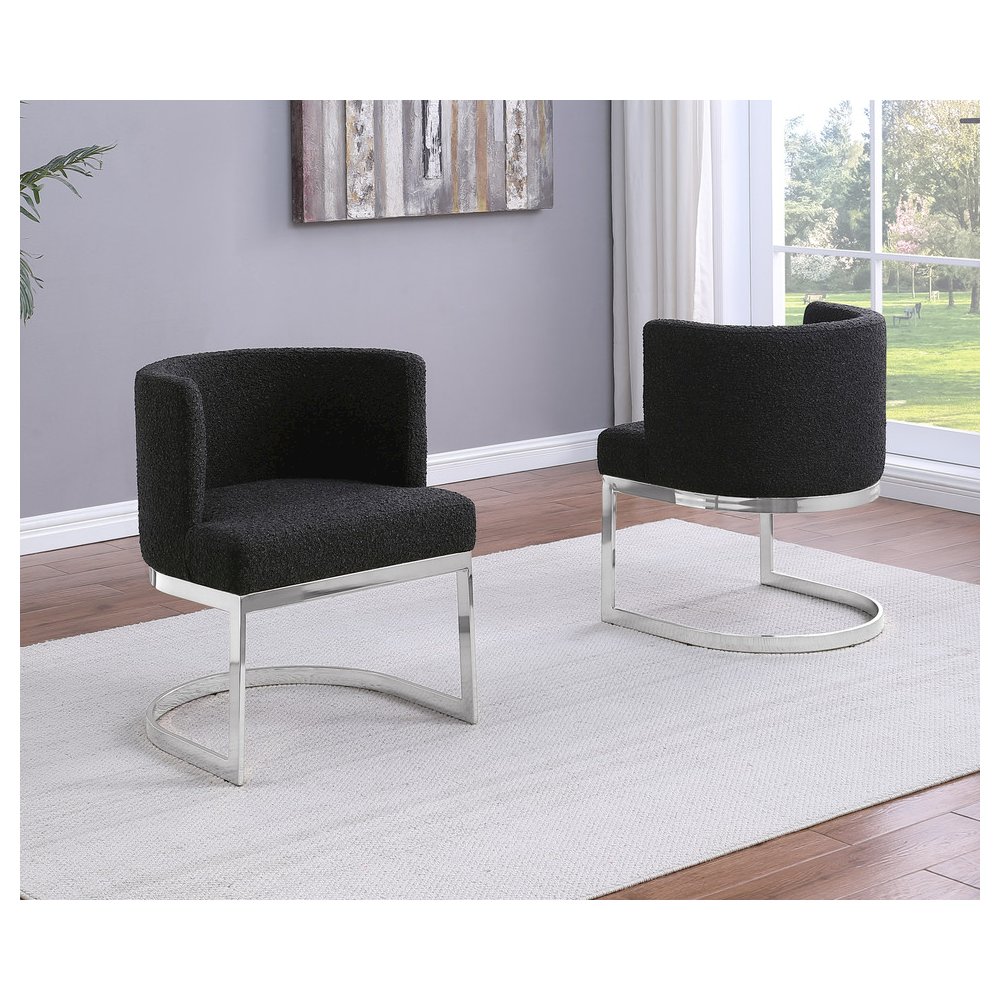 Black With Silver Chrome Base Barrel Chair (Single Chair). Picture 2