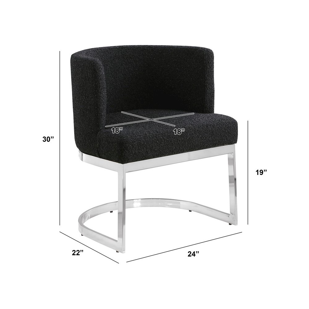 Black With Silver Chrome Base Barrel Chair (Single Chair). Picture 3
