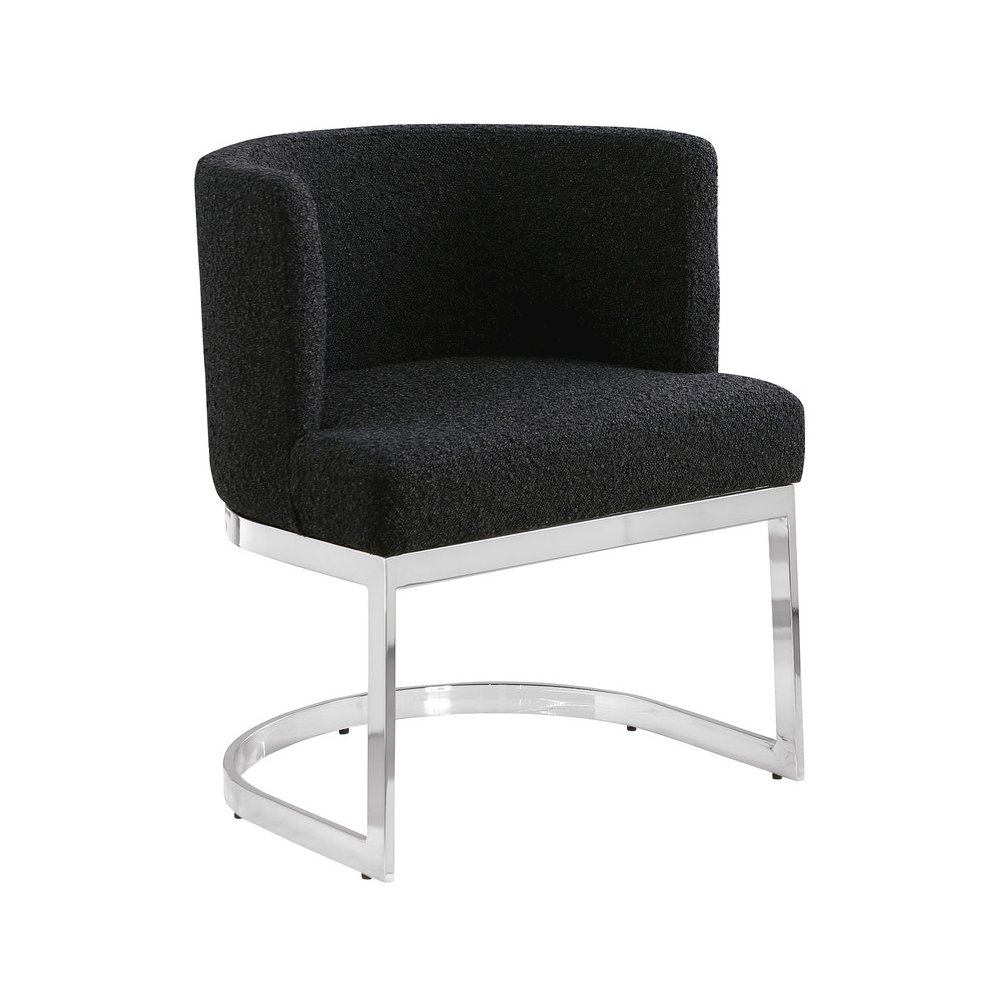 Black With Silver Chrome Base Barrel Chair (Single Chair). Picture 1
