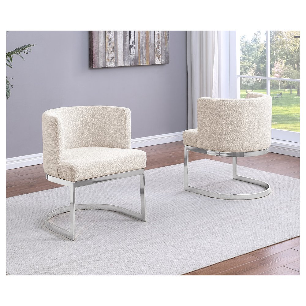 Cream With Silver Chrome Base Barrel Chair (Single Chair). Picture 2