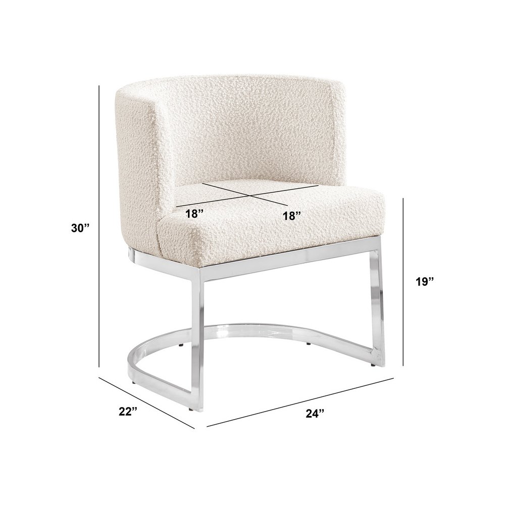 Cream With Silver Chrome Base Barrel Chair (Single Chair). Picture 3