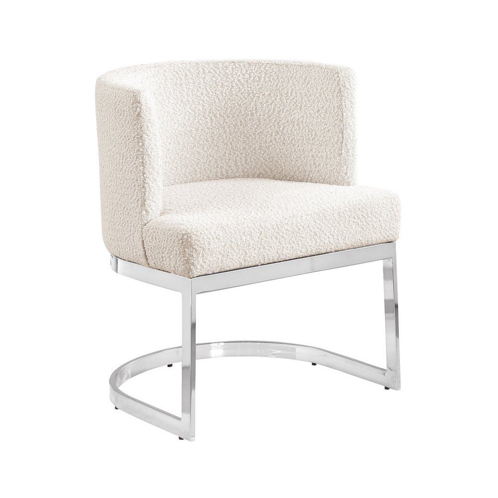 Cream With Silver Chrome Base Barrel Chair (Single Chair). Picture 1