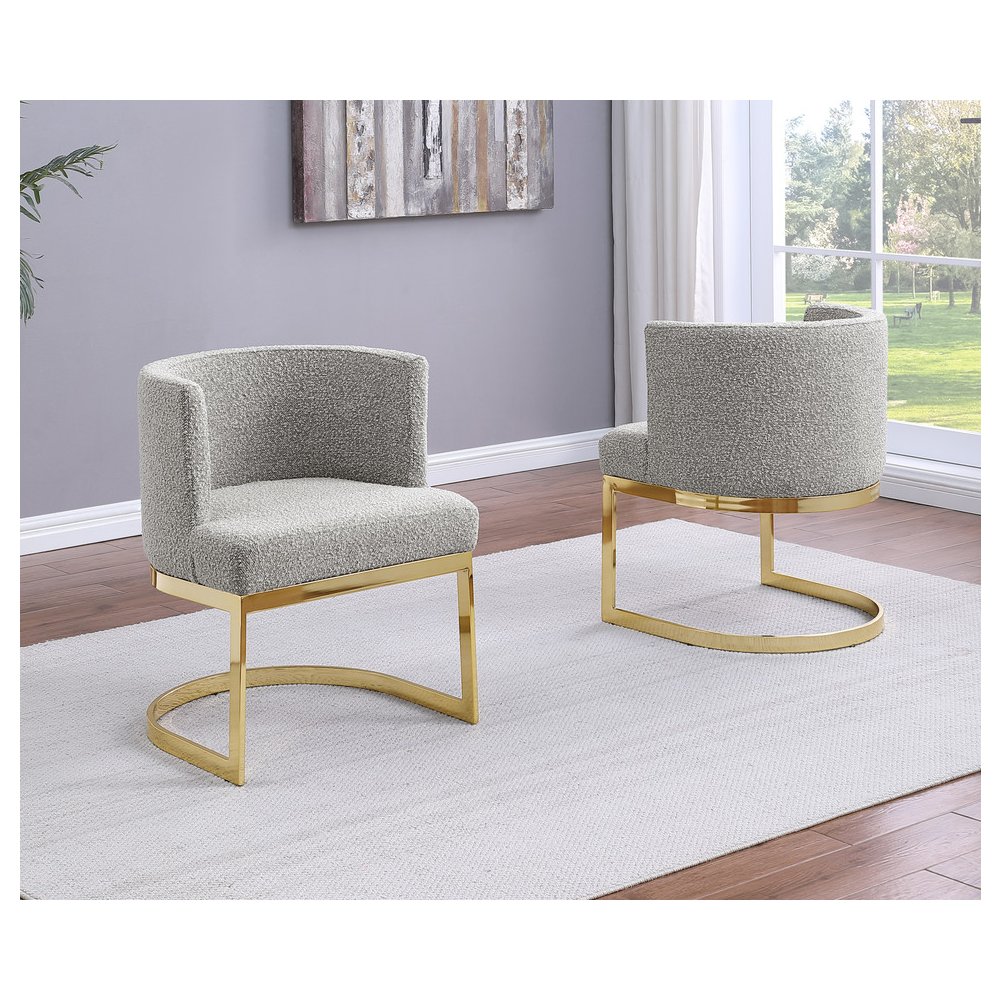 Rich Gray With Gold Chrome Base Barrel Chair (Single Chair). Picture 2