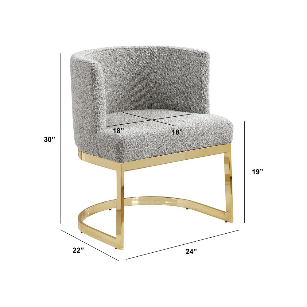 Rich Gray With Gold Chrome Base Barrel Chair (Single Chair). Picture 3