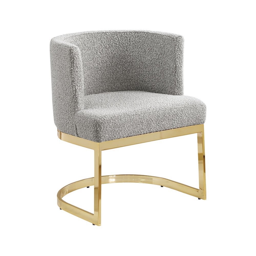 Rich Gray With Gold Chrome Base Barrel Chair (Single Chair). Picture 1