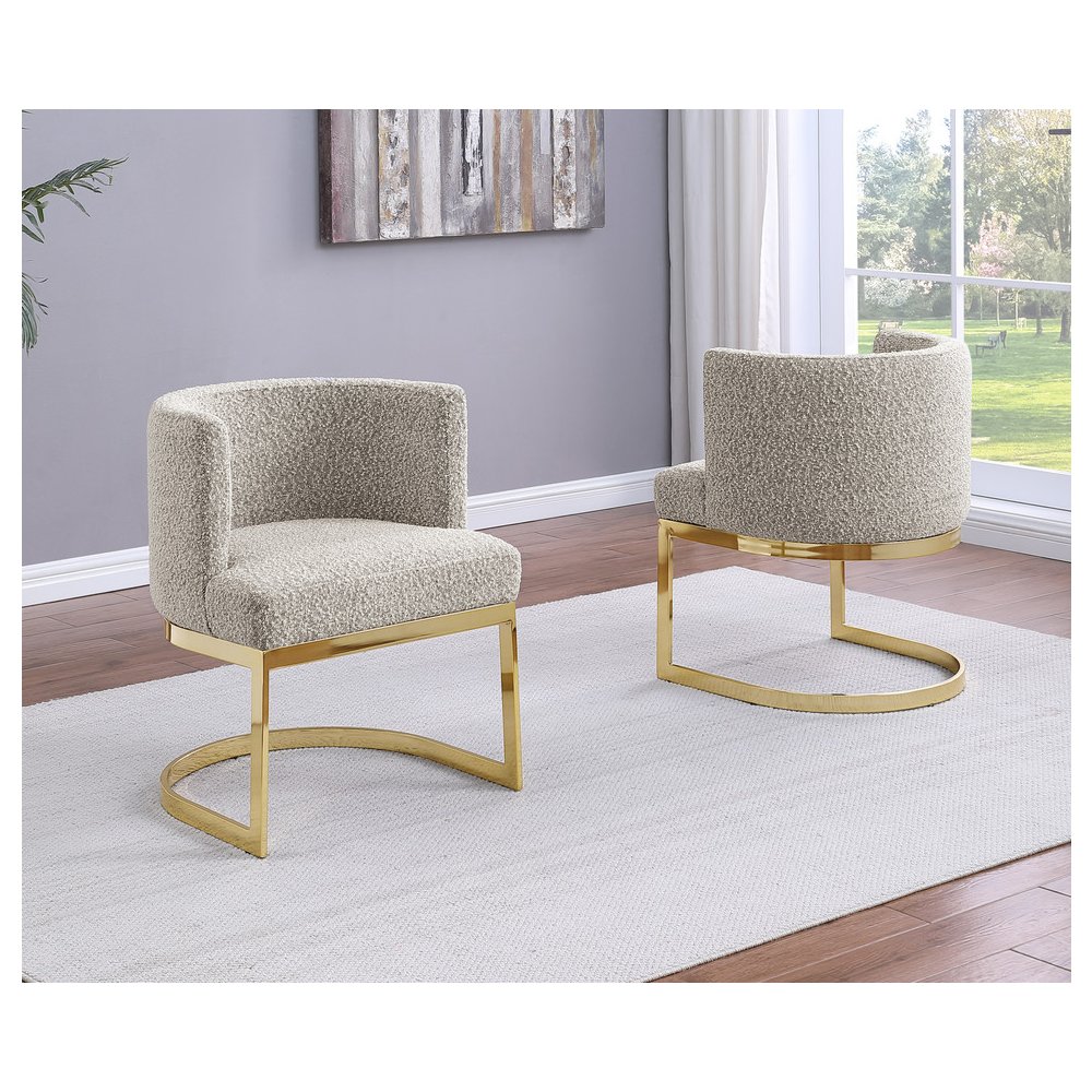 Gray With Gold Chrome Base Barrel Chair (Single Chair). Picture 2