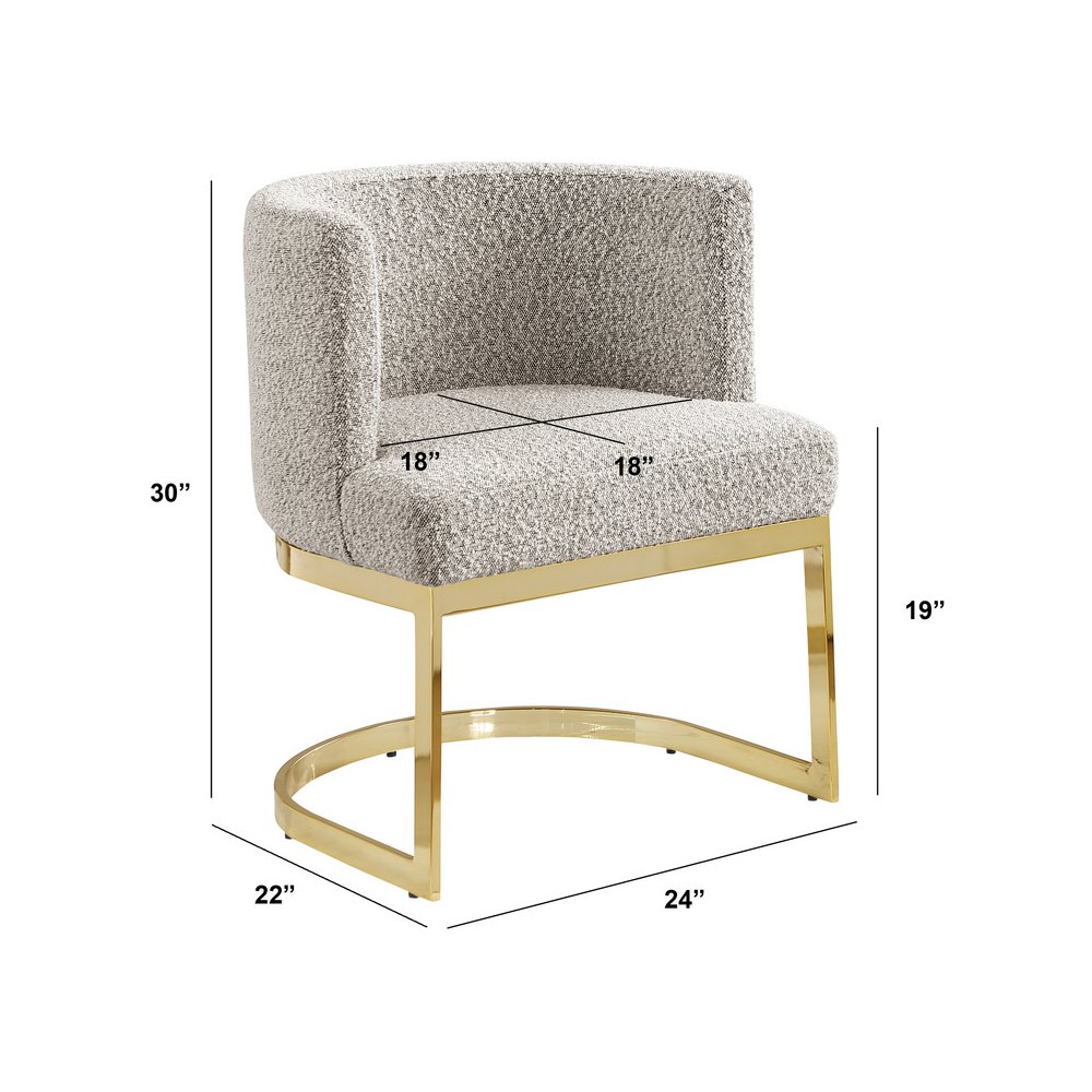 Gray With Gold Chrome Base Barrel Chair (Single Chair). Picture 3
