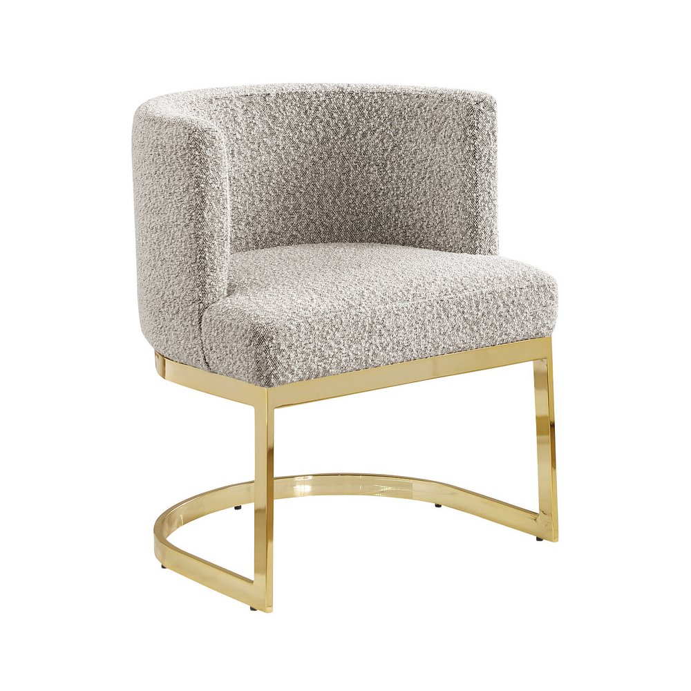 Gray With Gold Chrome Base Barrel Chair (Single Chair). Picture 1