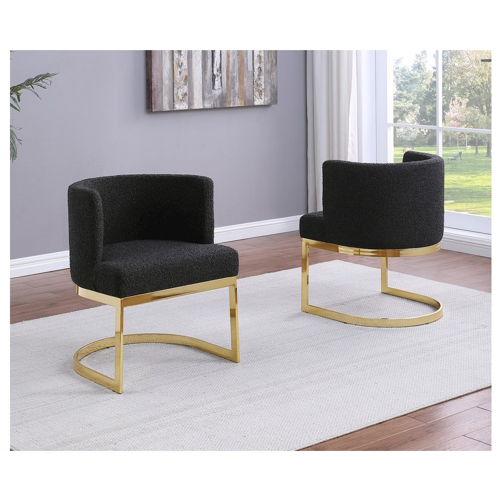 Black With Gold Chrome Base Barrel Chair (Single Chair). Picture 2
