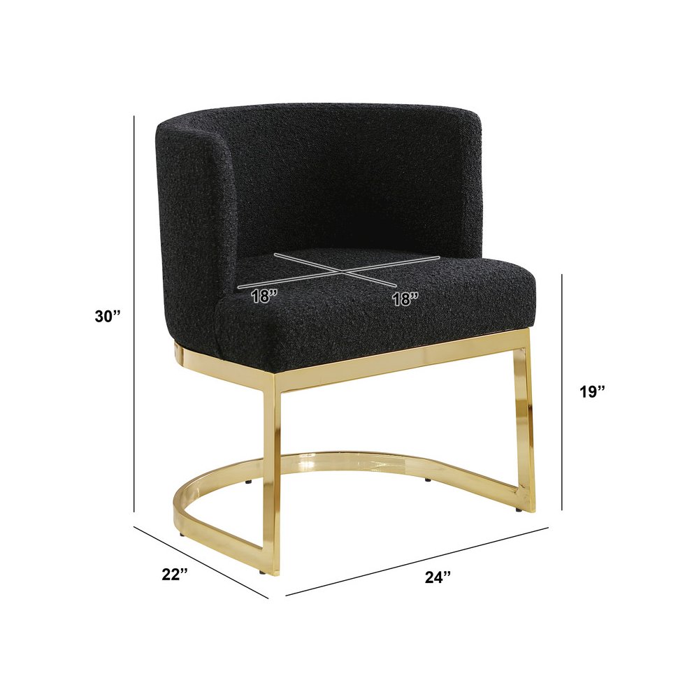Black With Gold Chrome Base Barrel Chair (Single Chair). Picture 3