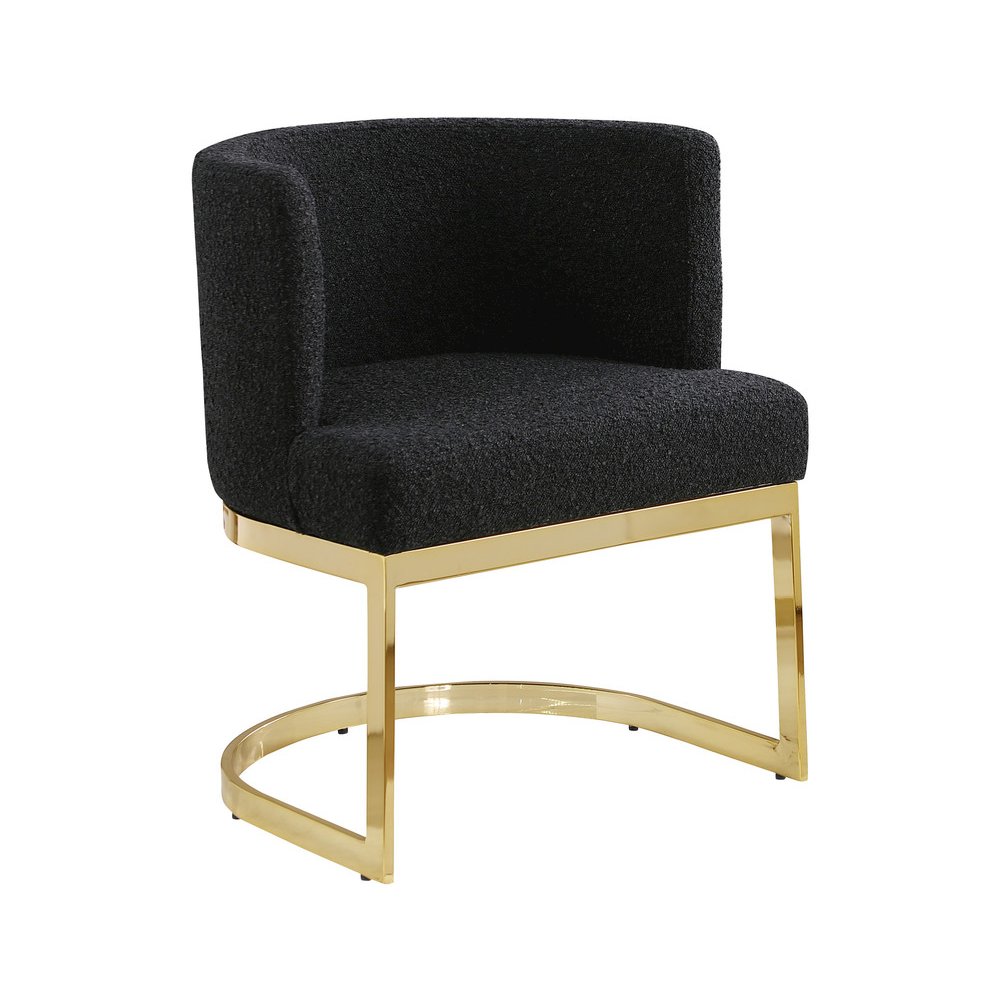Black With Gold Chrome Base Barrel Chair (Single Chair). Picture 1
