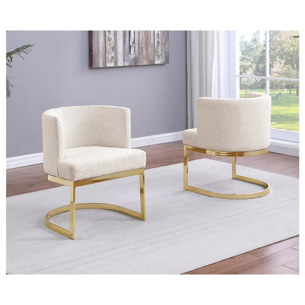 Cream With Gold Chrome Base Barrel Chair (Single Chair). Picture 2