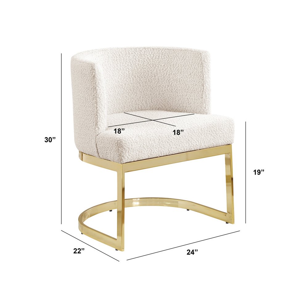 Cream With Gold Chrome Base Barrel Chair (Single Chair). Picture 3