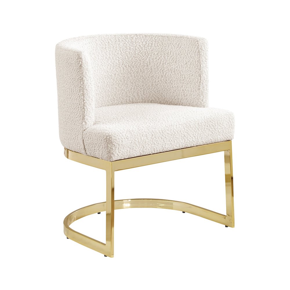 Cream With Gold Chrome Base Barrel Chair (Single Chair). Picture 1
