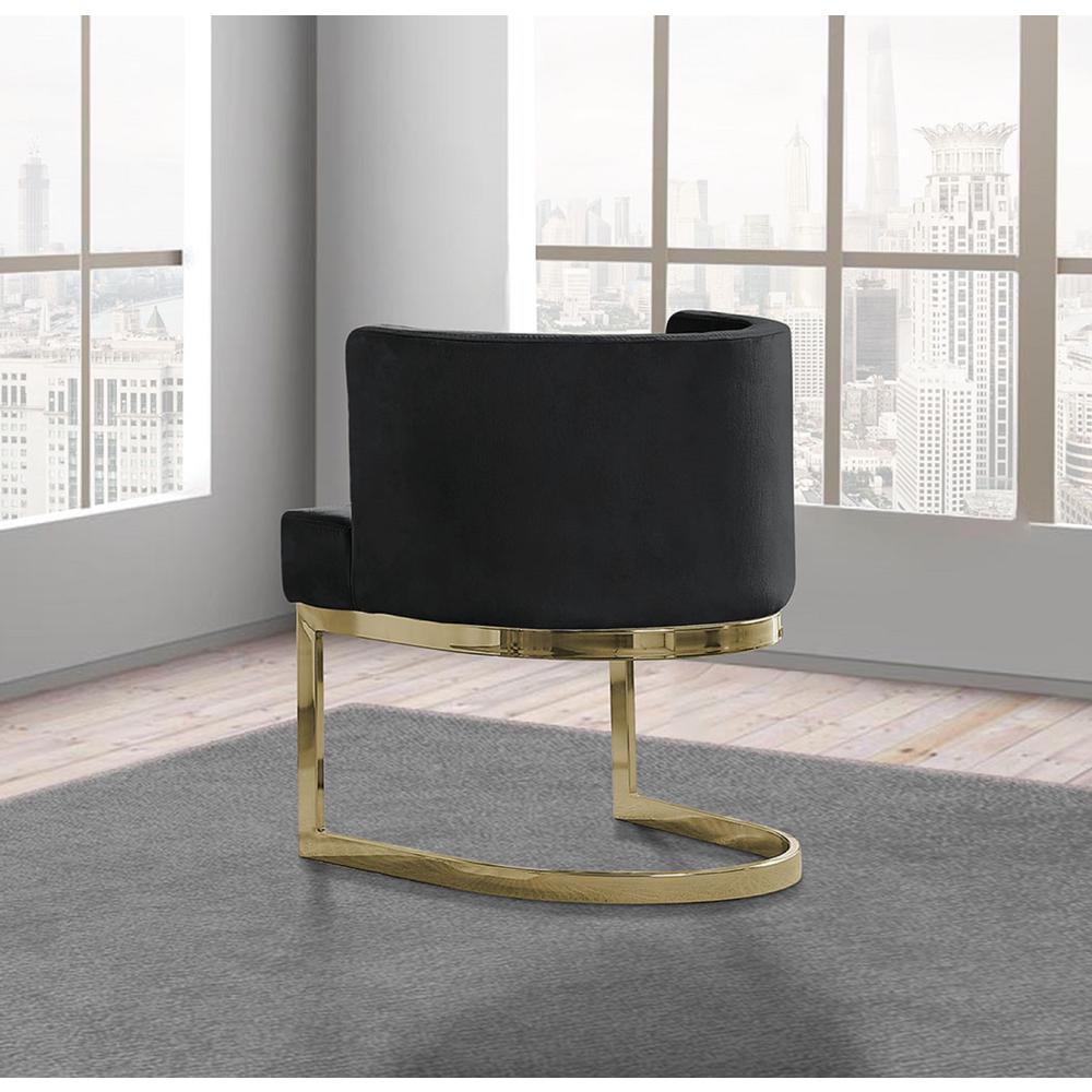 Black Velvet Side Chair with Gold, Chrome Base - Single. Picture 3