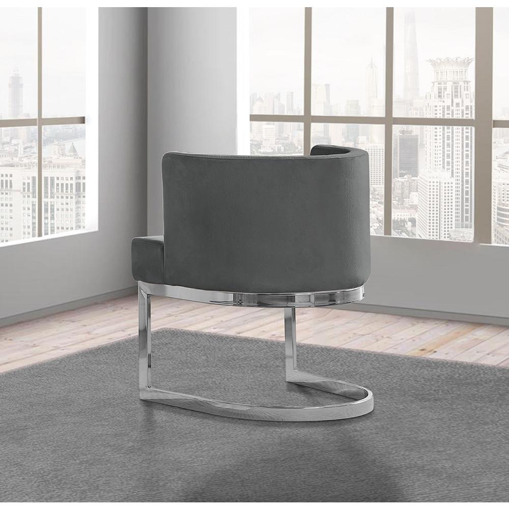 Dark Grey Velvet Side Chair with Silver, Chrome Base - Single. Picture 3
