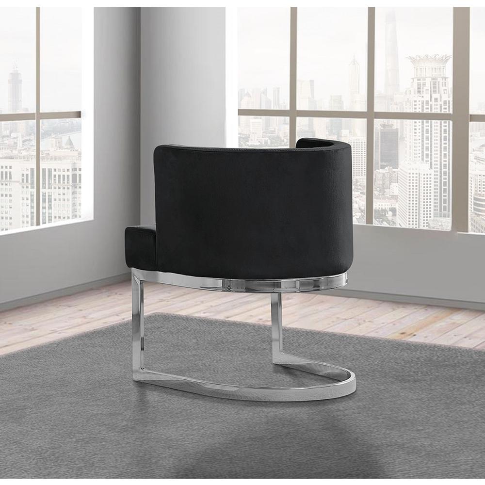 Black Velvet Side Chair with Silver, Chrome Base - Single. Picture 2