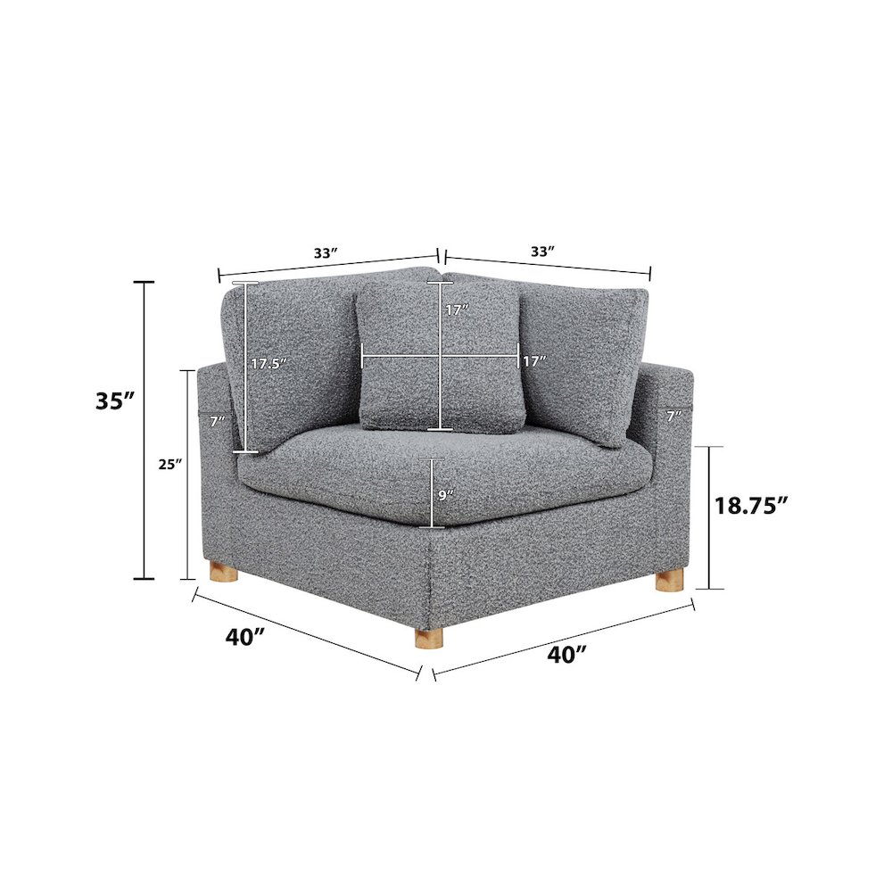 Boucle Modular Corner Chair, Rich Gray. Picture 2