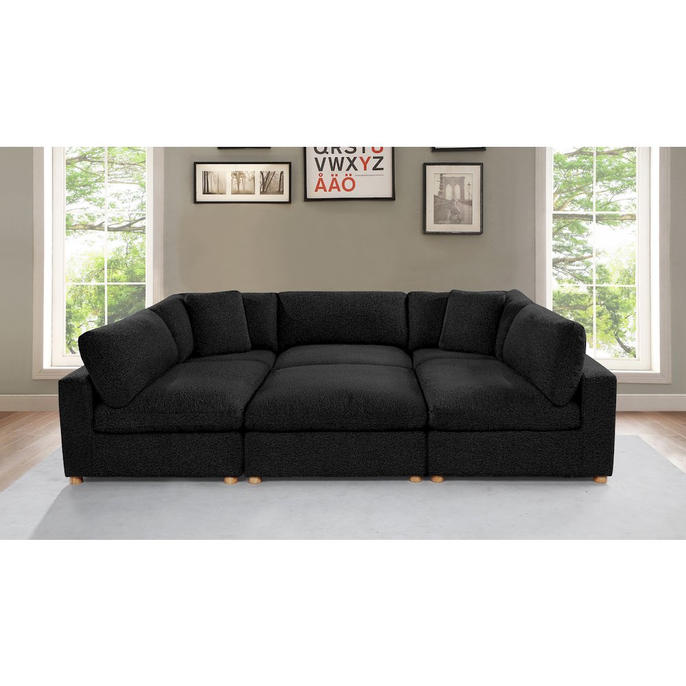 6-Piece Boucle Modular Sectional, Black. Picture 4