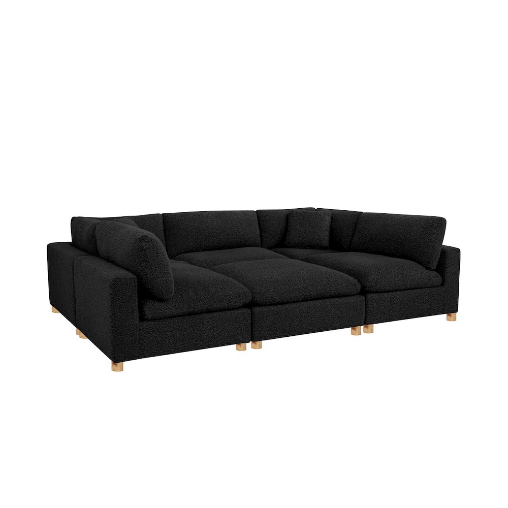 6-Piece Boucle Modular Sectional, Black. Picture 1