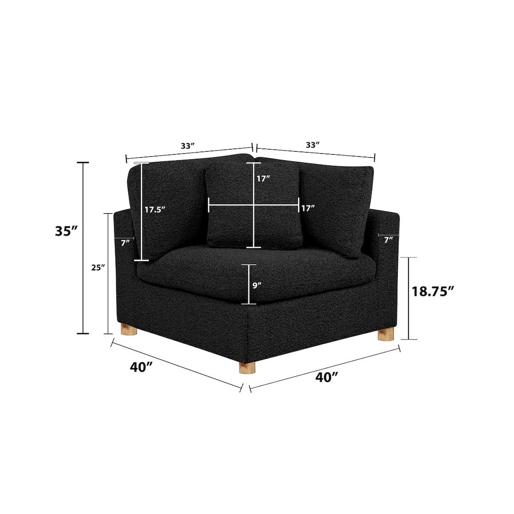 Boucle Modular Corner Chair, Black. Picture 1