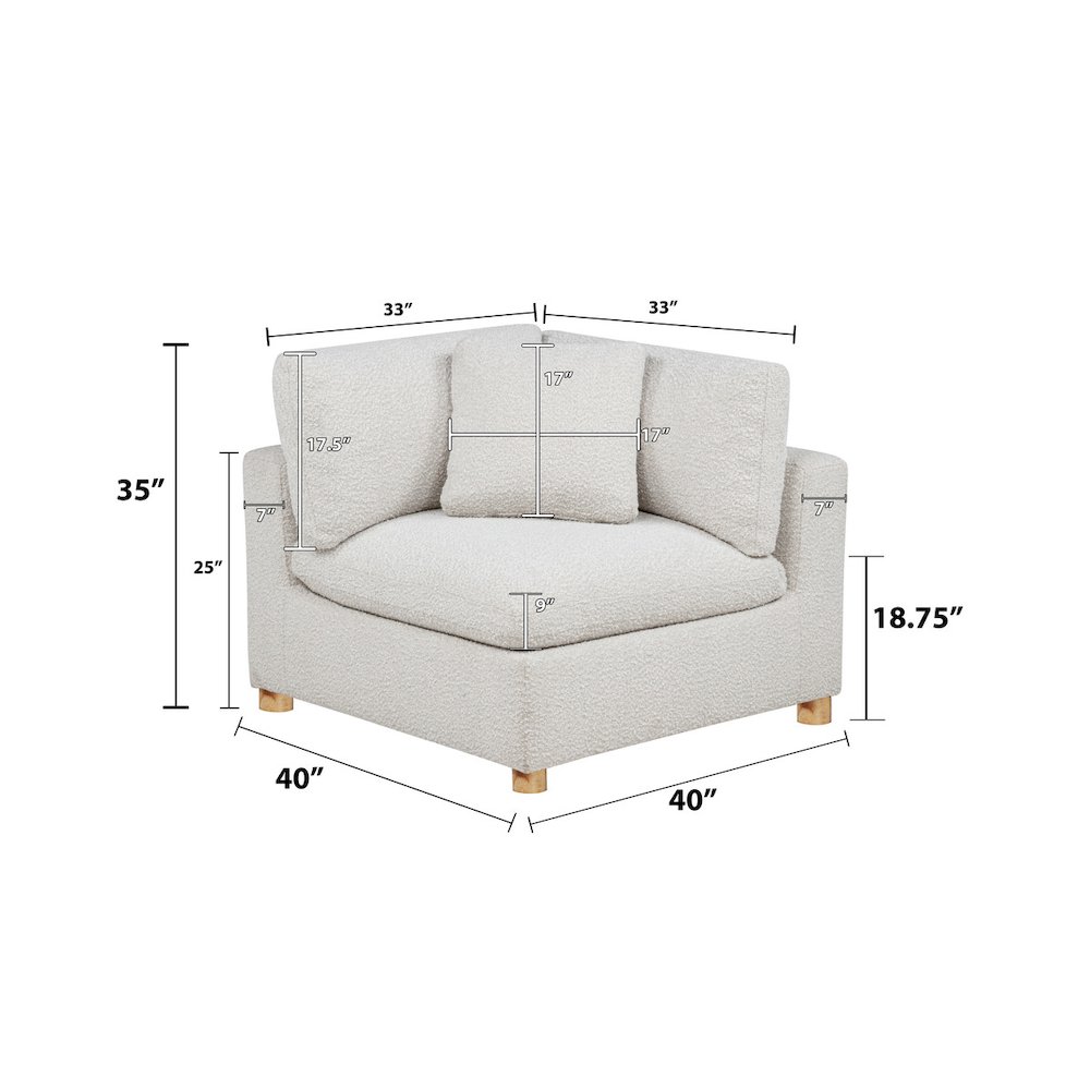 Boucle Modular Corner Chair, Cream. Picture 1