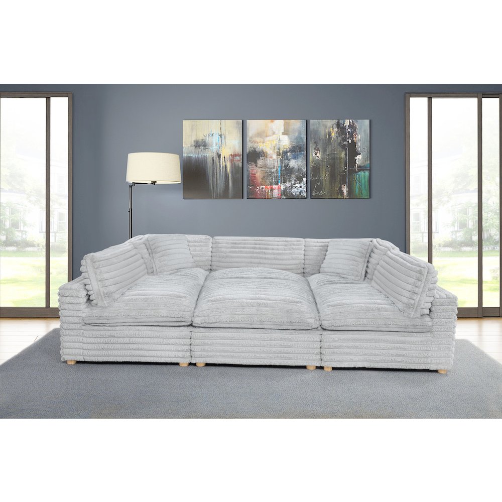 6-Piece Corduroy Modular Sectional, Light Gray. Picture 3