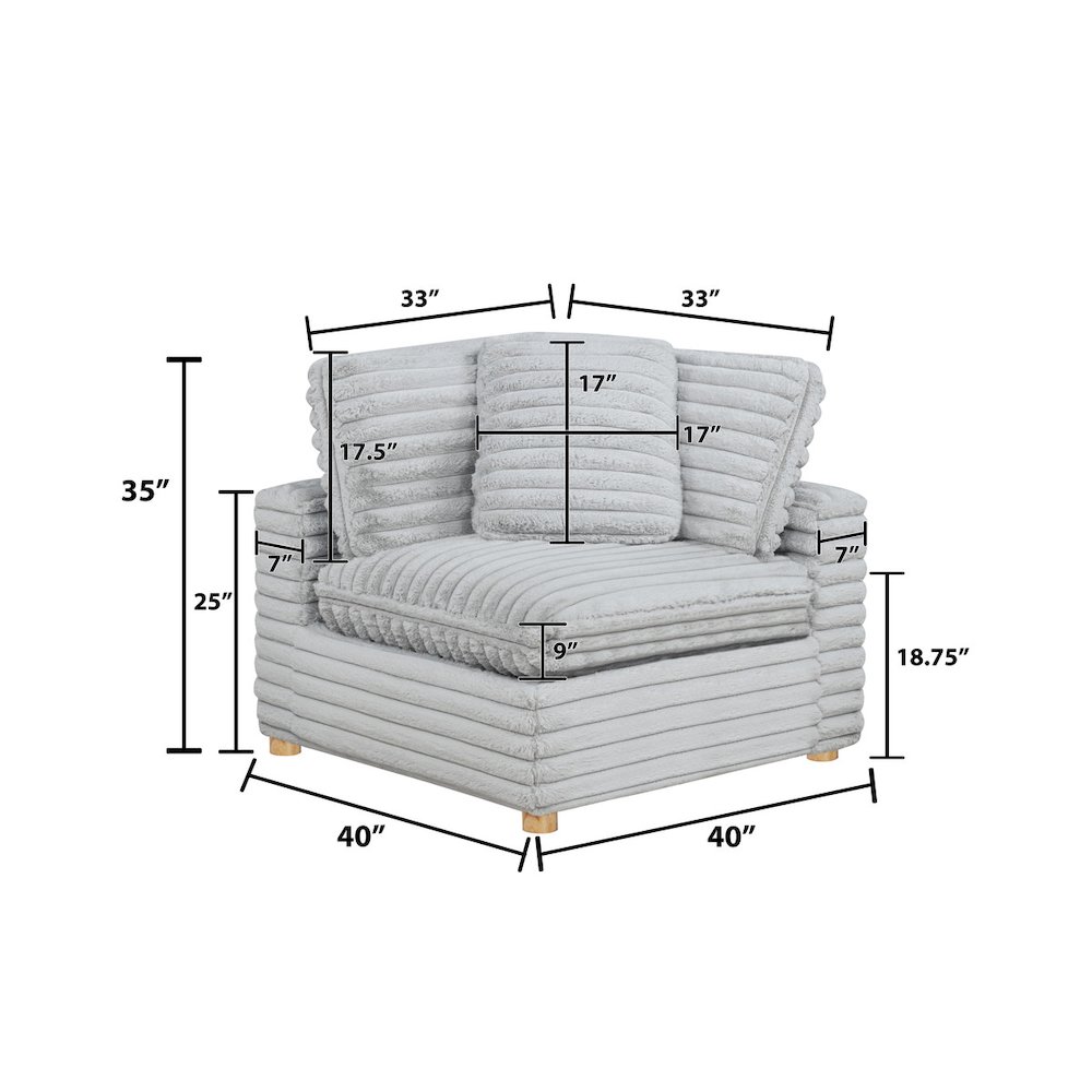 Corduroy Modular Corner Chair, Light Gray. Picture 2
