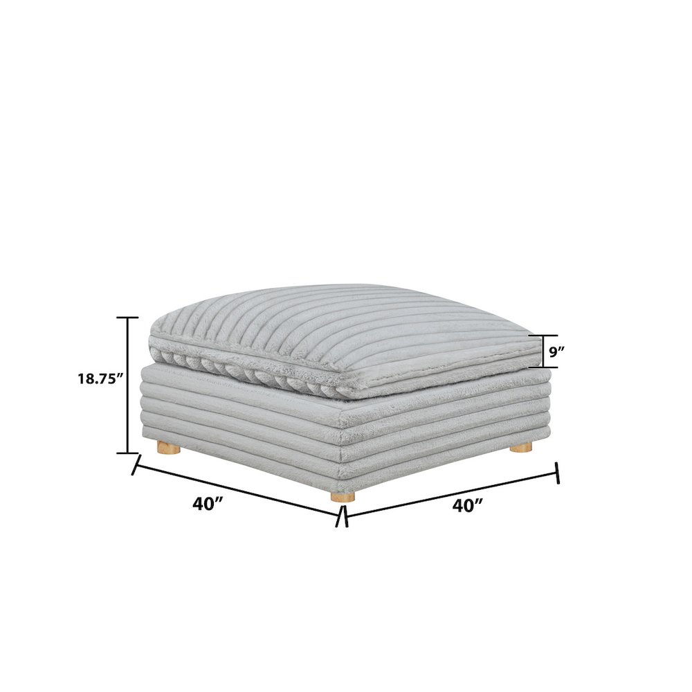 Corduroy Modular Ottoman, Light Gray. Picture 1
