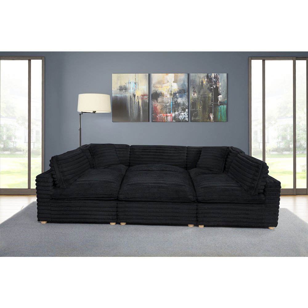 6-Piece Corduroy Modular Sectional, Black. Picture 4