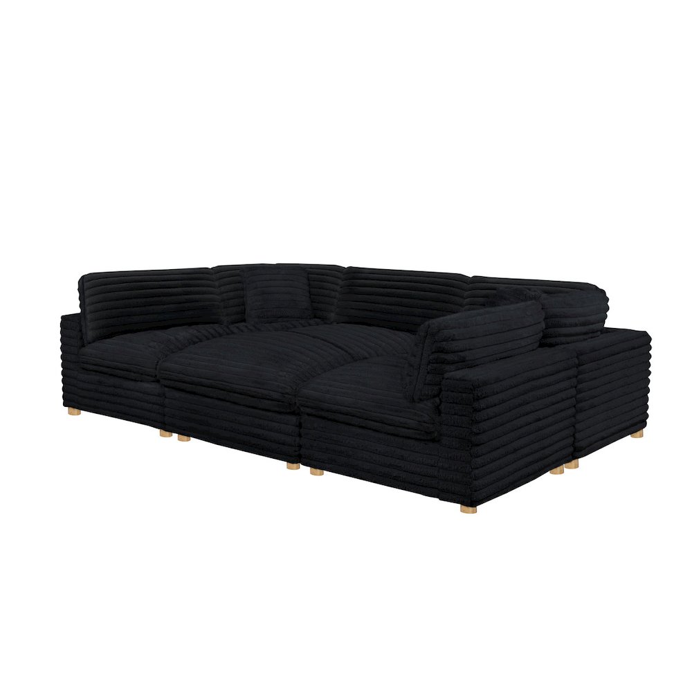 6-Piece Corduroy Modular Sectional, Black. Picture 1