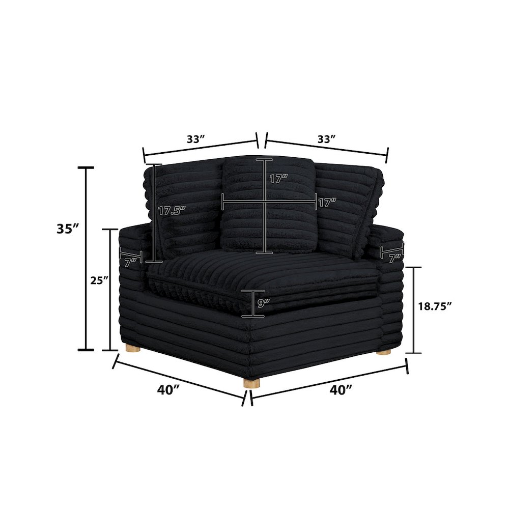 Corduroy Modular Corner Chair, Black. Picture 2