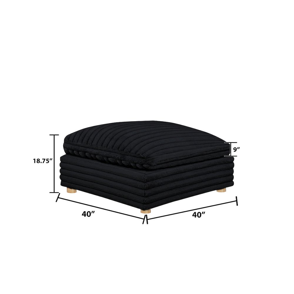 Corduroy Modular Ottoman, Black. Picture 2