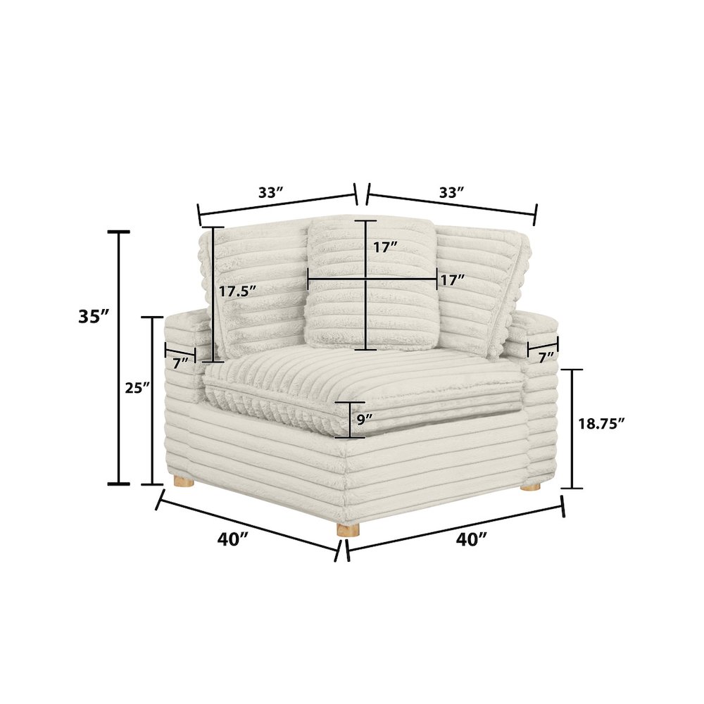 Corduroy Modular Corner Chair, Beige. Picture 2