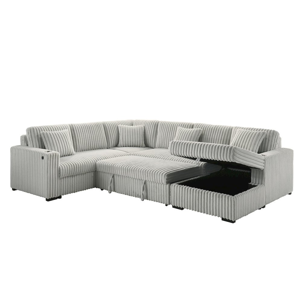 Best Quality Furniture 3-Piece Cordurory Velvet Sectional. Picture 1