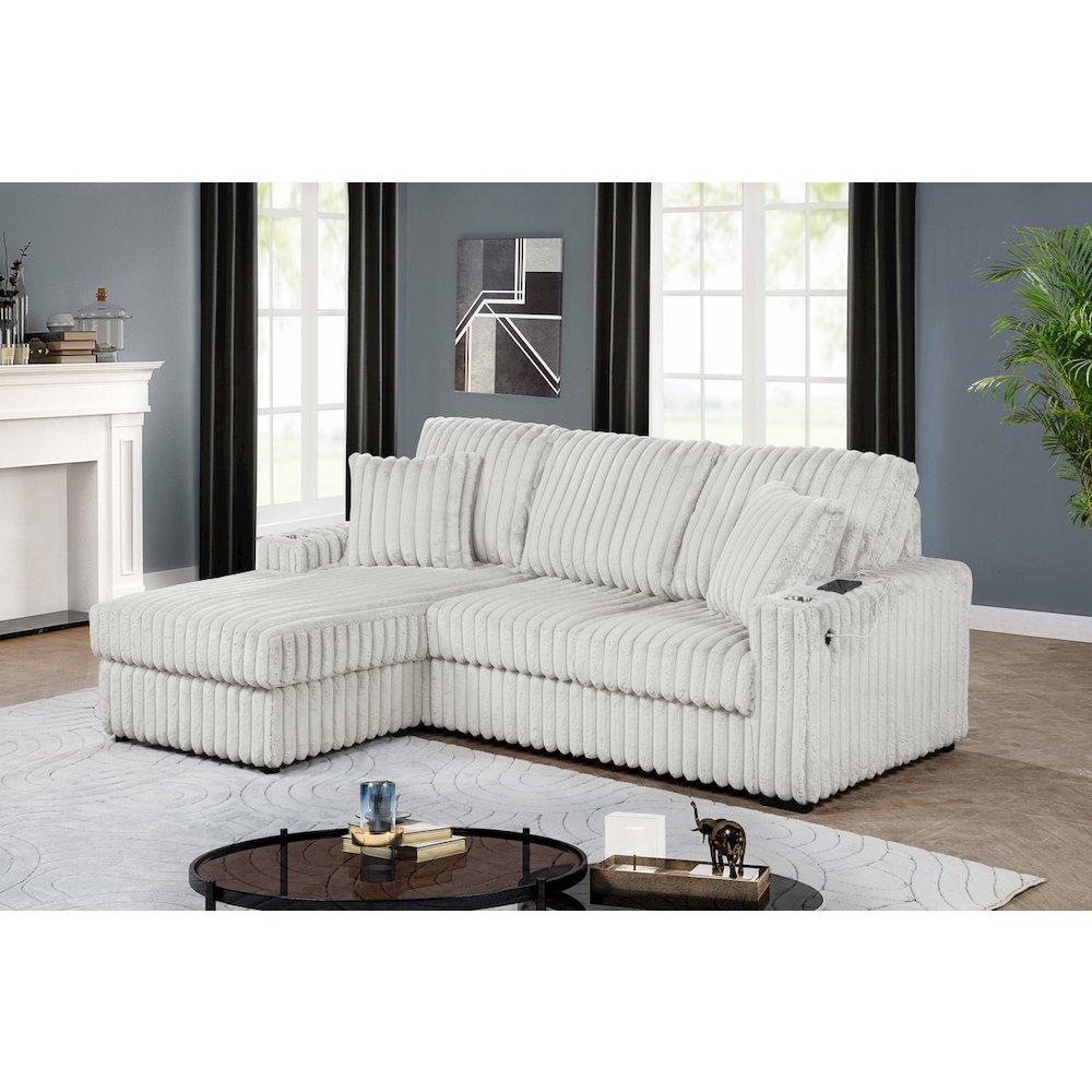 Corduroy Sectional w/ Reversible Ottoman. Picture 3