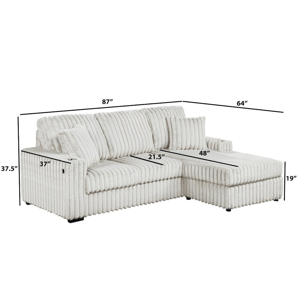 Corduroy Sectional w/ Reversible Ottoman. Picture 2