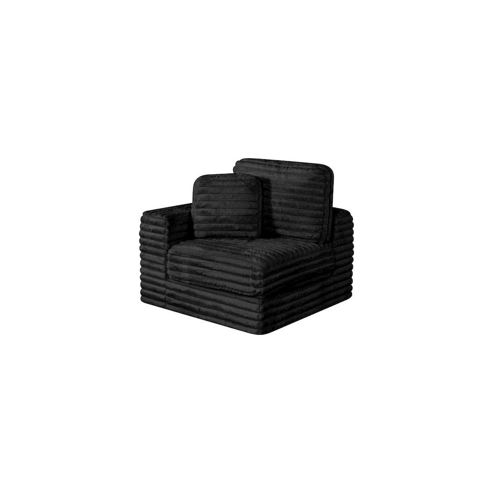 Compressed 1pc Modular Corner Chair Black. Picture 1