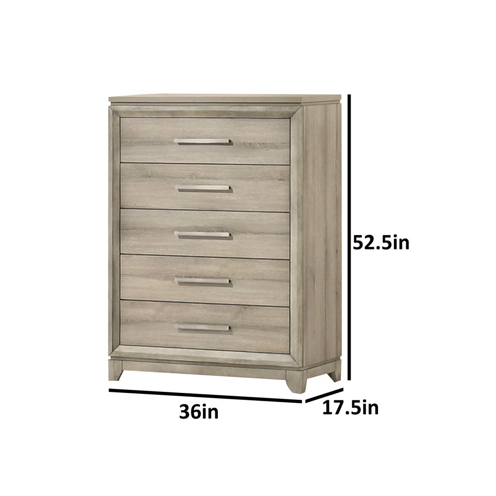 Weathered Greige 5-Drawers Chest. Picture 3