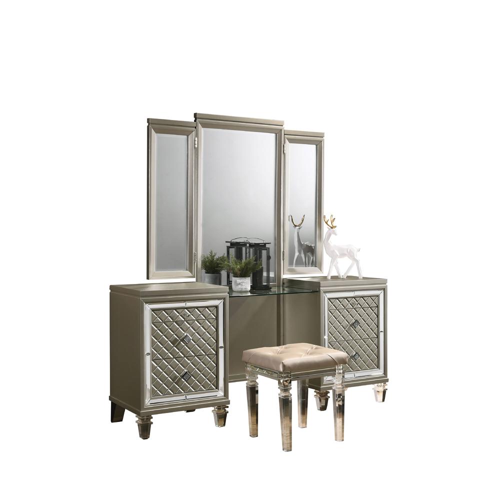 Champagne Vanity Set, 1 Main Mirror & 2 Side Mirrors. Picture 1
