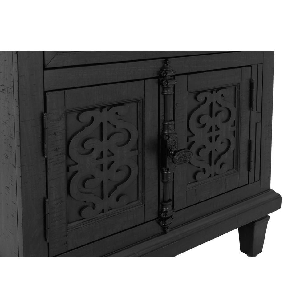 Sleigh night stand with USB charging port in Rustic Gray. Picture 3