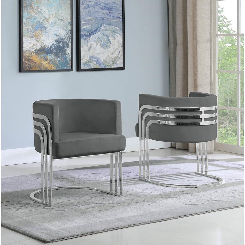 Velvet Barrel Chair, Silver Base. Picture 2