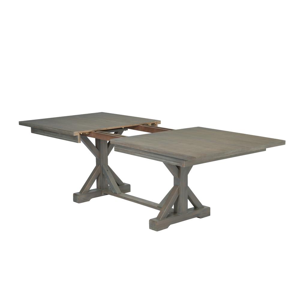 7 Piece Dining Set Extendable w/18"Center Leaf Extension & 6 Ladder-Back Chairs in Dark Grey Linen. Picture 4