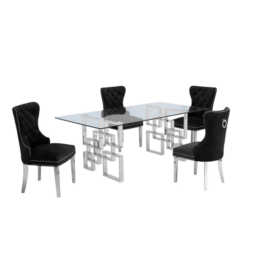 Stainless Steel 5 Piece Dining Set, Black Velvet 554. Picture 3