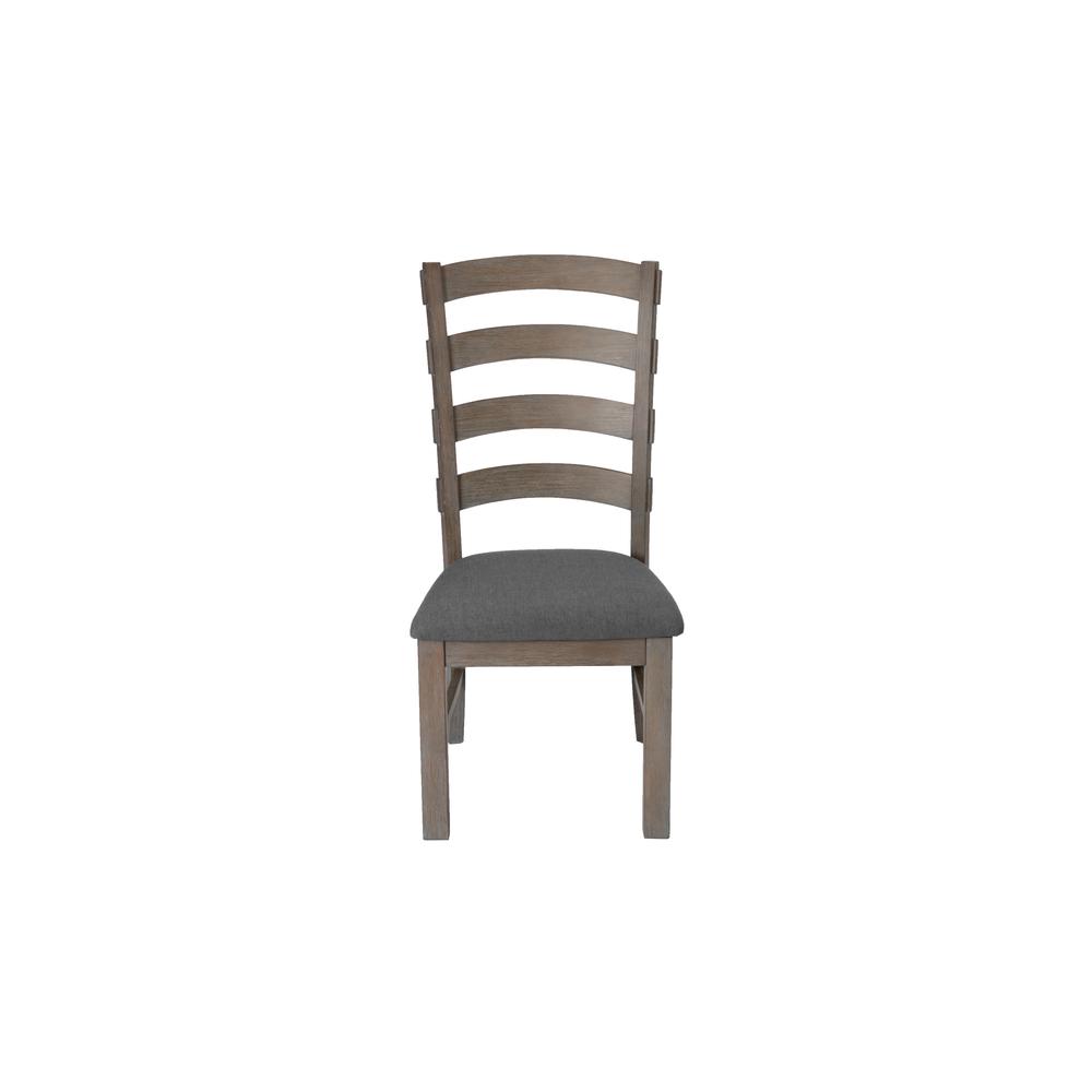 7 Piece Dining Set Extendable w/18"Center Leaf Extension & 6 Ladder-Back Chairs in Dark Grey Linen. Picture 6