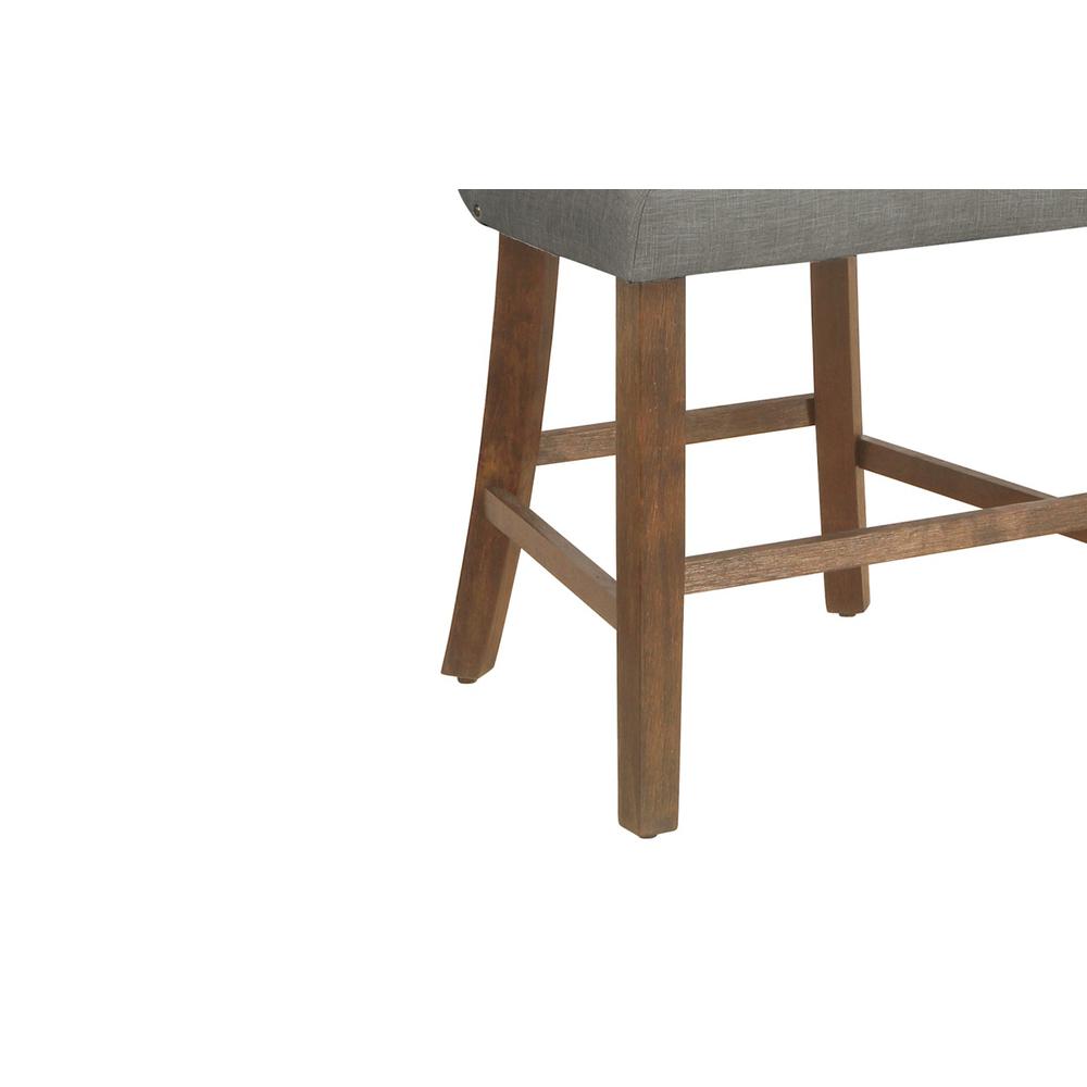 Counter height chair set of 2 in grey linen fabric. Picture 3